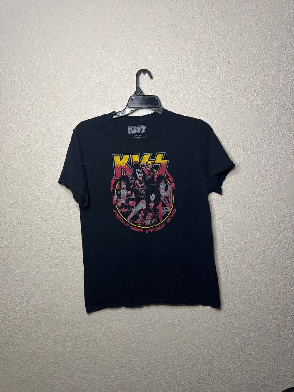 KISS Starchild Demon Spaceman Catman T-Shirt Size Large Black Rock Band Tee